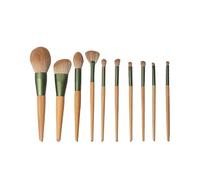 YsRoad Makeup Brush Set-Synthetic Hair Vegan Cosmetic Make Up Brush Kit Face Powder Concealers Eyeshadow Blush Brushes(10pcs Wooden handle)