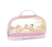 YsRoad Pencil Case - 2-Layer, Transparent, Handheld, Cartoon, Large Capacity Pencil Case, Stationery Box, Storage Pouch