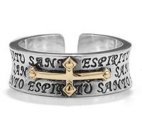 ysrpoud 925 Silver Opening Adjustable Cross Jesus Ring, Wedding Engagement Jewelry, Father's Friend Gift Ring