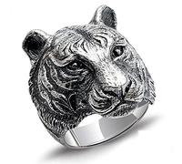 Ysrpoud Rings, Punk Rock Domineering Tiger Rings Solid Real 925 Sterling Silver Ring For Cool Men Vintage Thai Silver Jewelry