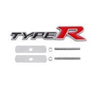 YSRWTBBA 3D Metal Type R Logo Front Grill Badge Rear Trunk Emblem Sticker Decals Car Accessories(Grill Black Red 1)