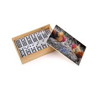 YSSER Double Nine Cuban Dominoes Set with Wooden Box - Traditional Fighting Roosters Design - Perfect for Cuban Enthusiasts