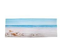 Yssevlon Starfish Conch Shell Holiday Beach Seaside Scenery Nautical Theme Print Polyester Rubber Anti-Skid Bathroom Mats Rugs 40x120cm
