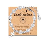 YSSHIN Cross Bracelets First Communion Gifts, Confirmation Gifts, Christening Gifts, Baptism Gifts for Teenage Boys, M, Stainless Steel, no gemstone