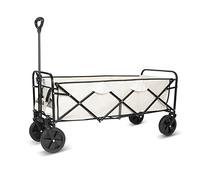 YSSOA Extended Folding Utility Wagon, 330LBS Heavy Loaded Collapsible Anti-Slip Wheels, Adjustable Handle and side Pockets, White, Alloy Steel, Garden Cart X-Large