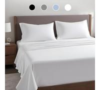 YSSOA Queen Bed Sheet Set-Cooling Breathable & Super Soft 4 Piece Bedding Sheets & Pillowcases with Deep Pockets up to 15", Easy-Fit, Wrinkle, Fade & Stain Resistant, White 2024 Version