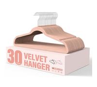 YSSOA Velvet Hangers 30 Pack, Non-Slip Clothes Hangers with Shoulder Notches, 360° Swivel Hooks, Heavy Duty Standard Hangers for Closet Space Saving, Pink
