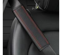 YSSQOVO 2PCS Embossed Seat Belt Covers for Ford Kuga ab Bj.2020, Shoulder Pads Microfiber Leather Soft Harness Protector Black Red Stitching