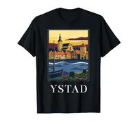 Ystad Sweden Vintage Retro Coastal Harbor Town Design T-Shirt
