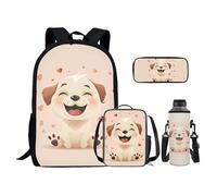 Ystardream 4 Piece Backpack Set for Girls Boys Elementary Middle School, Funny Puppy, One Size, Daypack Backpacks