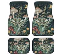 YSTARDREAM Auto Carpet Vintage Moth Floor Mats Set for Women Universal Fit Mushroom Print with Heel Pad Fit for Sedan SUVs Truck Vans Set of 4 Easy to Install