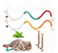 YSTrillion Cat Chew Sticks, Pack of 4 Catnip Toys, 2 Cat Teething Rope and 2 Catnip Sticks, Interactive Cat Cotton Rope Teeth Cleaning, Cat Toy for Cats Dental Care