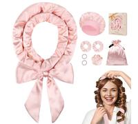 Ystrybo Heatless Curls - Hair Curlers No Heat Overnight Curls, Heatless Curlers Headband, Heatless Hair Curler No Heat Overnight Hair Curlers to Sleep In, Satin Heatless Curling Set -Blush Pink, 8 Pcs