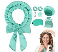 Ystrybo Satin Heatless Curlers Headband, Heatless Curls Hair Curler - Hair Curlers No Heat Overnight Hair Curlers to Sleep In, Satin Heatless Curling Gift Set for Long Hair Volume (Green, 9 Pcs)