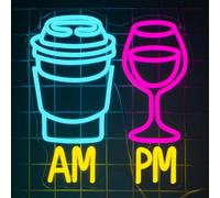 YSUIEC AM PM Neon Sign, Dimmables Coffee And Alcohol Neon Signs for Wall Decor, Day Cafe Night Bar Led Light Up Signs for Bedroom Bar Club Pub Man CaveRestaurant Party Decorations