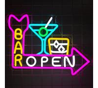 YSUIEC Bar Open Neon Sign, Dimmables Neon Lights For Wall Decor, Drinks Led Light Up Signs for Bar Bedroom Man Cave Club Birthday Party Decoration Gifts