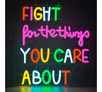 YSUIEC Fight for The Things You Care About Neon Sign, Letter Neon Signs for Wall Decor, LED Lights Up Signs for Bedroom Bar Classroom Man Cave Home Birthday Party Decorations Gifts