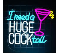 YSUIEC I Need A Huge Cocktail Neon Sign, Dimmables Neon Signs for Wall Decor, Led Light Up Signs for Bedroom Bar Club Pub Restaurant Party Decorations