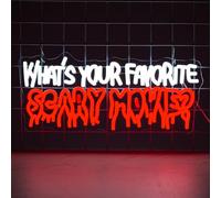 YSUIEC What's Your Favorate Scary Movie Neon Sign, Horror Movies Neon Signs For Wall Decor, Gothic Led Light Up Signs for Room Bar Man Cave Movie Night Party Halloween Decorations Gifts
