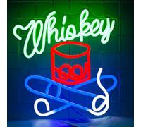 YSUIEC Whiskey Neon Sign, Neon Signs for Wall Decor, Dimmable Led Signs for Bedroom, Drinks Light Up Signs for Home Bar Man Cave Club Party Decorations Gifts