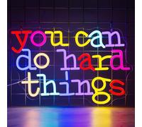 YSUIEC You Can Do Hard Things Neon Sign, Neon Signs for Wall Decor, LED Lights Up Signs for Bedroom Bar Man Cave Classroom Kids Room Birthday Party Decorations Gifts