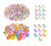 YSUY 100PCS Emit Light Mini Ducks, 50 Shining & 50 Ordinary Little Plastic Ducks, Tiny Resin, Ducks for Aquarium, Dollhouse, Fairy Garden, Mini Animals Decor, Duck Toy