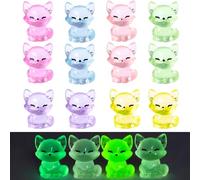 YSUY 12 Pack Mini Resin Little Fox, 6 Colors Mini Resin Fox, Tiny Glow In The Dark Dollhouse Decor, Micro Landscape, Aquarium, DIY Craft, Halloween and Mor (12)