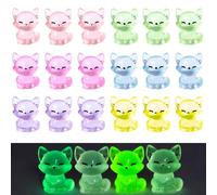 YSUY 18 Pack Mini Resin Little Fox, 6 Colors Mini Resin Fox, Tiny Glow In The Dark Dollhouse Decor, Micro Landscape, Aquarium, DIY Craft, Halloween and Mor (18)