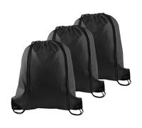 YSUY 3-Pack Black Drawstring Gym Bags, Bags Sports Cinch Sack String Bag, Bulk Swimming String Bags, Draw String Backpack Suitable for Sports, Gym, Travel, Swimming, Beach (3PCS)