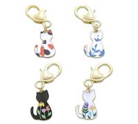 YSUY 4pcs Cat Keyring, Cute Keychain Kawaii Cat Ornaments Keyring Gifts for Women & Girls, Cat Gifts, Keyrings for Women, Cute Gifts for Purse Handbags Car Keys DIY Crafts Garden Gifts