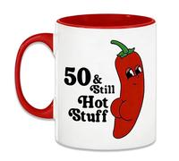 YSUY 50th Birthday Ceramic Coffee Mug - “50 & Still Hot Stuff” Funny Birthday Gift for Men Women, Humorous 50 Year Old Present for Him Her, Novelty Mug for Turning 50 (50th)