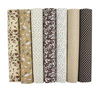 YSUY 7PCS Fat Quarters Fabric Bundles, 20"x20" Precut Quilting Cotton for Sewing, Patchwork, DIY Crafts & Embroidery, Soft, Durable Material for Sewing (Brown)