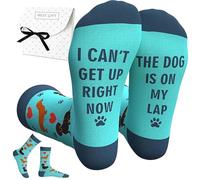 YSUY Dachshund Socks Gift Set with Box | Funny Dog on My Lap Novelty Socks | Cute Sausage Dog Lover Gift for Women, Sausage Dog Christmas Gifts in White Plaid Box (17x17x0.5cm)