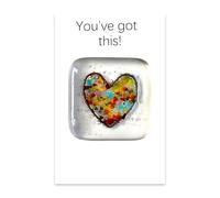 YSUY Glass Heart Pocket Hugs Keepsake, Thoughtful Gifts for Women - Small Trinkets, Thinking of You Gifts for Friends, Long Distance Relationship, Starting School Gifts, Birthday (You've Got This)