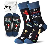 YSUY Golf Socks Gift Set - Hole In One Lucky Novelty Socks in White Lattice Gift Box, Funny Golf Present for Men Women, Golf Course Accessories