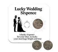 YSUY Lucky Wedding Sixpence Set - 1966 Antique-Finish Coin & Blessing Card for Bride's Shoe, Traditional British Marriage Gift for Bridal Party (Marriage Card)