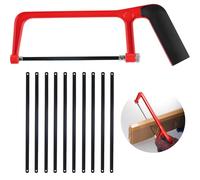 YSUY Red Hacksaw for Metal Cutting, Small Craft Saw with Adjustable Angle, Includes 10 Standard Saw Blades