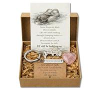 YSUY Rose Quartz Heart with Otter Keychain Gift Set - Steady Love Keepsake, Pink Crystal Pocket Stone, Brown Gift Box & Cards, Meaningful Gift for Girlfriend, Wife, Partner