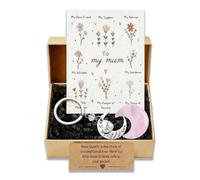 YSUY Rose Quartz Pocket Moon Gift Set - Mother's Day Keepsake with Keychain, Brown Gift Box & Cards - Unconditional Love Crystal Present for Mum
