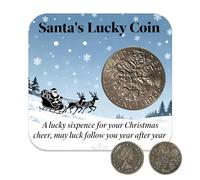 YSUY Santa's Lucky Christmas Token Gift Set - 1966 Silver Finished Coin & Blessing Card, Unique Stocking Filler & Office Gift Exchange Present, Festive Keepsake, Christmas Cheer Keepsake