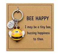 YSUY Small Bee Keychain with Inspirational Metal Token - I May Be a Tiny Bee, Buzzing Happiness to Thee, Motivational Gift, Cute Animal Keyring for Positivity & Encouragement