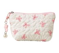 YSUY Small Makeup Bag for Handbag, Cute Coquette Make Up Bag, Mini Quilted Cosmetic Pouch - Pink Handbag Organizer, Small Travel Make Up Bags for Purse (Pink-2)