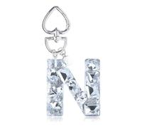 YSUY Sparkly Initial Letter Charm Keychain, Women's Bling Cup Accessories, Mini Backpack Bag Charm, Cute Heart Keychain Accessories for Girls, Women's Keychains for Car Keys, Good Gift Keychains (N)