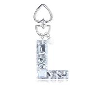 YSUY Sparkly Initial Letter Charm Keychain, Women's Bling Cup Accessories, Mini Backpack Bag Charm, Cute Heart Keychain Accessories for Girls, Women's Keychains for Car Keys, Good Gift Keychains (L)