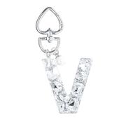 YSUY Sparkly Initial Letter Charm Keychain, Women's Bling Cup Accessories, Mini Backpack Bag Charm, Cute Heart Keychain Accessories for Girls, Women's Keychains for Car Keys, Good Gift Keychains (V)