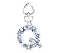YSUY Sparkly Initial Letter Charm Keychain, Women's Bling Cup Accessories, Mini Backpack Bag Charm, Cute Heart Keychain Accessories for Girls, Women's Keychains for Car Keys, Good Gift Keychains (Q)