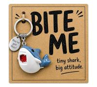 YSUY Tiny Shark Keychain with Inspirational Metal Token - “Bite Me! You’ve Got This” Cute Shark Keyring, Motivational Gift for Confidence & Positive Attitude, Small Animal Pendant for Keys, Backpack