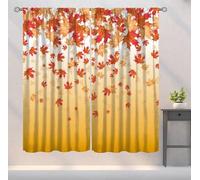 YSWOW Fall Maple Leaf Curtains, Rustic Fall Farmhouse Thanksgiving Art Printed Window Drapes for Bathroom Living Room Kitchen Decor Fabric 2 Panels 42x45 Inch 30% Shading Rate