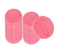 YsXoWiui 20-Piece Facial Sponge Cleansing Pads, Wood Pulp Cotton, Elastic, Makeup Remover, Foaming, Gentle on The Skin, Easy to Carry, Ideal for Women's Da, Pink 20 Pieces