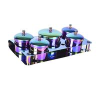 YsXoWiui 5 Pieces Bowl As Nail Container And Mixing Cup for Acrylic Powder A Cleaning Cup Made of Stainless Steel with Lids And Tray for Nail Salons And, Colorful